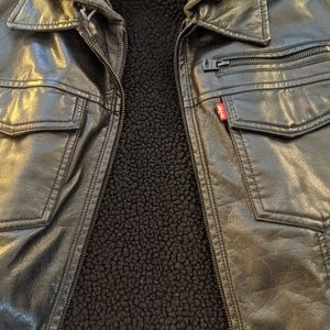 Men's Levi sherpa lined hooded faux-leather jacket